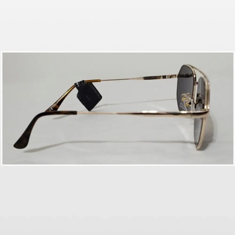 New Steve Madden Sunglasses Logo Printed Mirrored Aviators Black Gold NWT - Picture 7 of 16